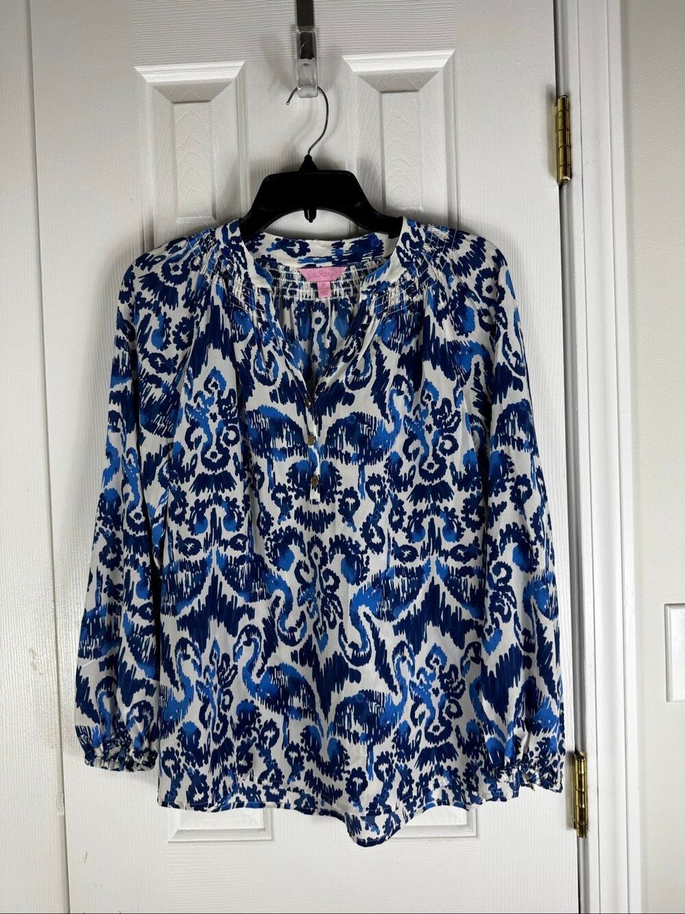 Lilly Pulitzer Women’s Long Sleeve Navy Beach Bathers Meg Tunic Blouse Size XS